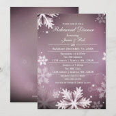 ローズゴールドの雪の結晶 ウィンター リハーサル ディナー 招待状 (正面/裏面)