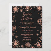 ローズゴールドの雪の結晶 スイートシックスティーン 招待状 (正面)
