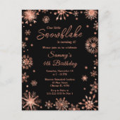 ローズゴールドの雪の結晶 誕生日パーティー ポストカード (正面)