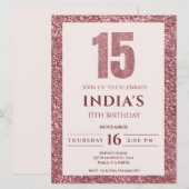 ローズゴールドの15歳誕生日パーティー招待状 招待状 (正面/裏面)