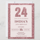 ローズゴールドの24歳の誕生日 招待状 (正面)