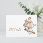 ローズゴールドの3Dフラワーの結婚式の詳細 エンクロージャーカード (スタンド正面)