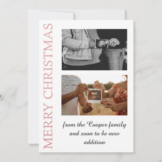 ローズゴールドの「より多くの人が集まって楽しい」ベビー発表カード シーズンカード (正面)