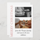 ローズゴールドの「より多くの人が集まって楽しい」ベビー発表カード シーズンカード (正面/裏面)