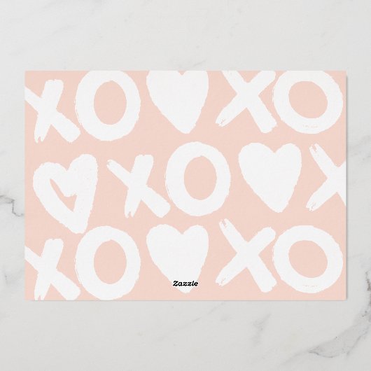 ローズゴールドのxoハート写真バレンタインデー 箔シーズンカード (裏面)