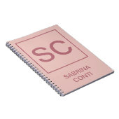 ローズゴールドカラーのプロフェッショナルシンプルモノグラム名前 ノートブック (右側)