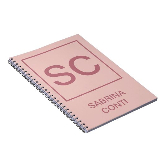 ローズゴールドカラーのプロフェッショナルシンプルモノグラム名前 ノートブック (右側)