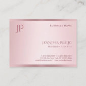 ローズゴールドカラーのモダンなイニシャルシンプルテンプレート 名刺 (裏面)