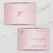 ローズゴールドカラーのモダンなイニシャルシンプルテンプレート 名刺 (正面/裏面)