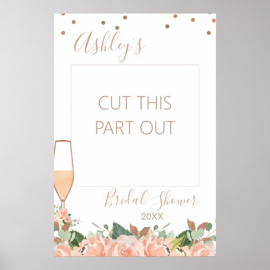 ローズゴールドガラス ブライダルシャワー フォトブース フレーム ポスター (正面)