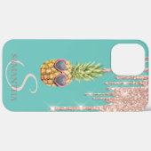 ローズゴールドグリッターがドリップ クールパイナップル ミントグリーン Case-Mate iPhoneケース (裏面 / 右)