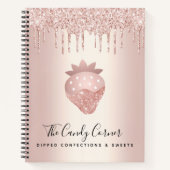 ローズゴールドグリッターが滴るスタロベリーコンフェクション ノートブック (正面)