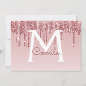 ローズゴールドグリッターのキンセアニエラ・セーブ・ザ・デート 招待状 (正面)