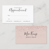 ローズゴールドグリッターアポイントメントカード 名刺 (正面/裏面)