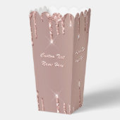 ローズゴールドグリッターカスタムテキスト名ポップコーンボックス フェイバーボックス (正面)