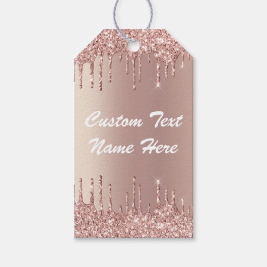 ローズゴールドグリッターギフトタグ 個人名テキスト名 ギフトタグ (正面)