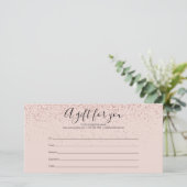 ローズゴールドグリッターギフト証明書 (スタンド正面)