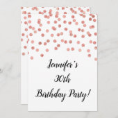 ローズゴールドグリッターコンフェッティ 30歳にしてとっても素敵 招待状 (正面/裏面)