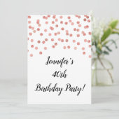 ローズゴールドグリッターコンフェッティ 40年のお祝い 招待状 (スタンド正面)