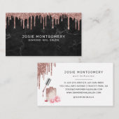 ローズゴールドグリッターネイルテクニシャン 名刺 (正面/裏面)