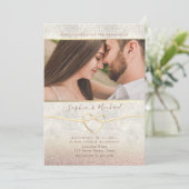 ローズゴールドグリッター写真ウェディング招待状 招待状 (スタンド正面)