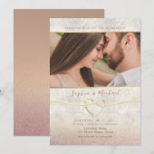 ローズゴールドグリッター写真ウェディング招待状 招待状 (正面/裏面)