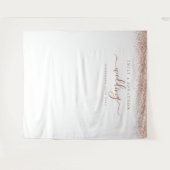 ローズゴールドグリッター名前ウェディング写真背景 タペストリー (正面(横))