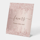 ローズゴールドグリッター垂れのパーティー景品 台座サイン (正面)