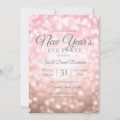 ローズゴールドグリッター新年パーティライト 招待状 (正面)