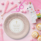ローズゴールドグリッター洗礼 | 命名式 ペーパープレート (パーティー)