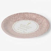ローズゴールドグリッター洗礼 | 命名式 ペーパープレート (アングル)