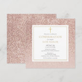 ローズゴールドグリッター確認スクエア 招待状 (正面/裏面)