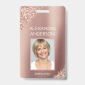 ローズゴールドグリッター社員名写真法人 バッジ (正面)