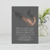 ローズゴールドグリッター羽毛リハーサルディナー 招待状 (スタンド正面)