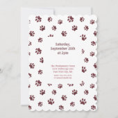 ローズゴールドグリッター肉球プリントペットの誕生日招待状 招待状 (裏面)