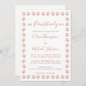 ローズゴールドグリッター肉球プリント結婚式招待状 招待状 (正面/裏面)