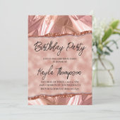 ローズゴールドグリッター誕生日パーティー招待状 招待状 (スタンド正面)