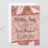 ローズゴールドグリッター誕生日パーティー招待状 招待状 (正面/裏面)