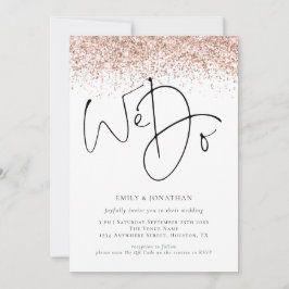 ローズゴールドグリッター ウェディングします QR 招待状