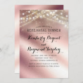 ローズゴールドグリッター＆ストリングライトのリハーサルディナー 招待状 (正面/裏面)