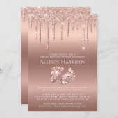 ローズゴールドグリッター バーチャルベイビーボーイシャワー 招待状 (正面/裏面)