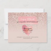 ローズゴールドグリッター ビジネス サンクス ディスカウントカード (裏面)