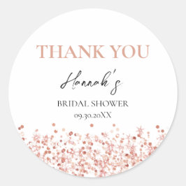 ローズゴールドグリッター ブライダルシャワー サンクス ラウンドシール