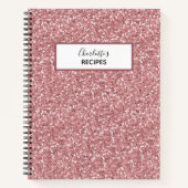 ローズゴールドグリッター ブライダルシャワー レシピ ノートブック (正面)