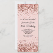 ローズゴールドグリッター ブラッシュ 50歳の誕生日 招待状 (正面)