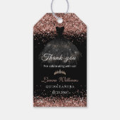 ローズゴールドグリッター プリンセス キンセアニエラ 感謝 ギフトタグ (正面)