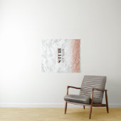 ローズゴールドグリッター ホワイト大理石 BossLady Rules ロゴ タペストリー (インサイチュ(横))