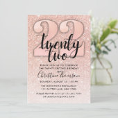 ローズゴールドグリッター 22歳の誕生日招待状 招待状 (スタンド正面)