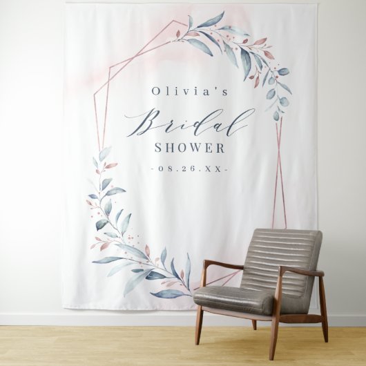ローズゴールドグリーンのウェディングシャワー写真用背景 タペストリー (インサイチュ)