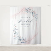 ローズゴールドグリーンのウェディングシャワー写真用背景 タペストリー (正面)